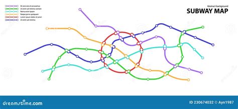 Subway Map Template Of Fictional Town Public Transport Scheme For