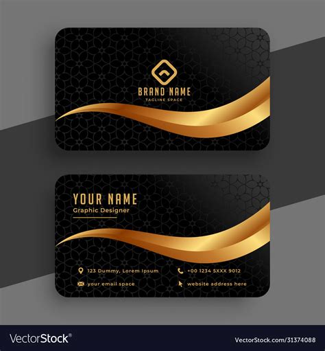 Premium Golden And Black Wavy Business Card Design