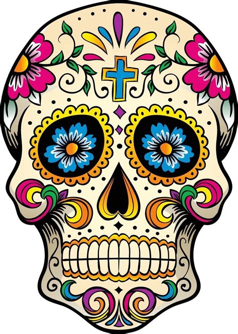 Mexican Sugar Skull Self Adhesive Vinyl Sticker Ebay