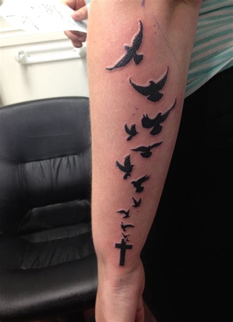 Bird And Cross Tattoo Body Art Pinterest