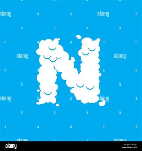 Letter N Cloud Font Symbol White Alphabet Sign On Blue Sky Stock