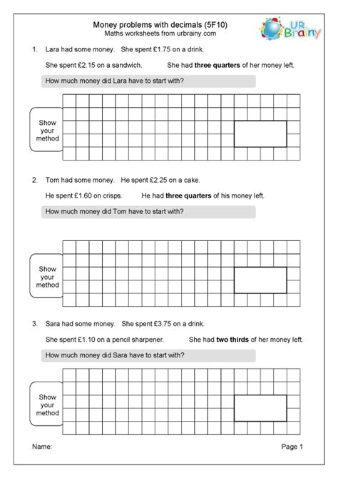 Fractions Decimals And Percentages Word Problems Worksheets