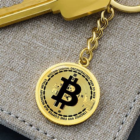 Bitcoin Keychain Circle Bit Coin Key Chain 18k Gold Crypto Etsy