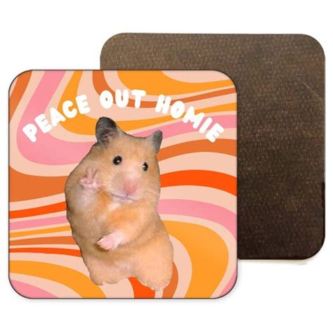Peace Hamster Meme Drinks Coaster Funny Meme Ts Mug Etsy