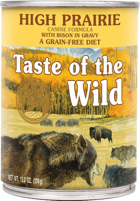 Wet foods usually have good taste and cats love it. Taste of the Wild High Prairie Grain-Free Canned Dog Food ...