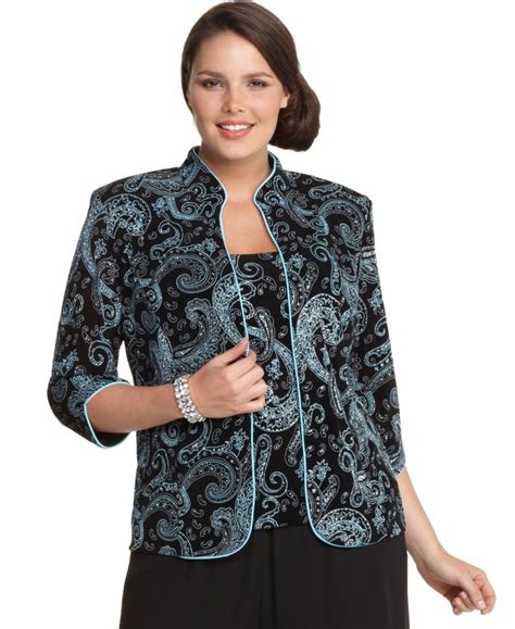 Alex Evenings Plus Size Metallic Paisley Jacket And Shell In Black Lyst