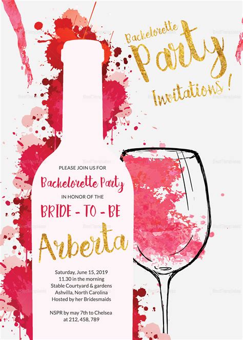These microsoft word invitation templates will take care of the most common events and parties that you need to plan. Watercolor Bachelorette Party Invitation Card Design ...