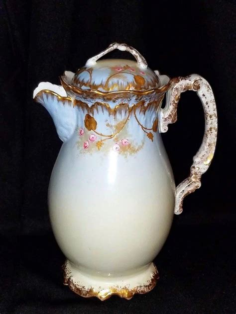 Antique Limoges Hand Painted Chocolate Pot Circa 1891 1914 White
