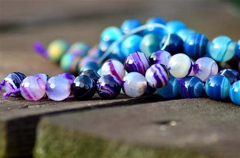Agate Druza Summer Handicraft Violet Blue Stone String Color Jewel Semiprecious Stone