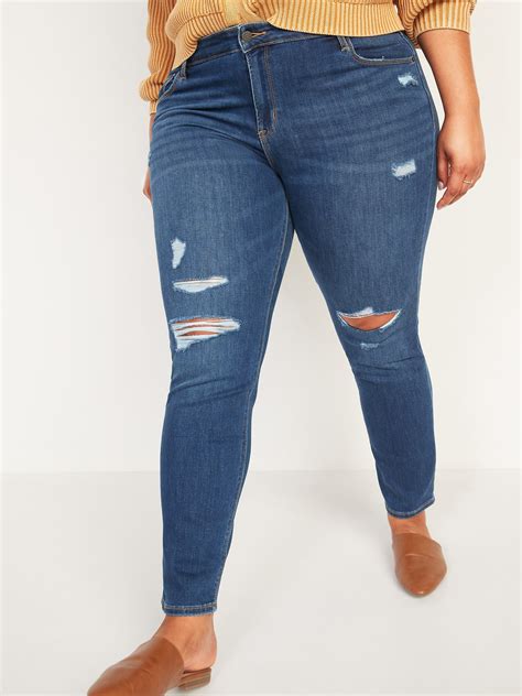 Mid Rise Power Slim Straight Ripped Jeans For Women Old Navy