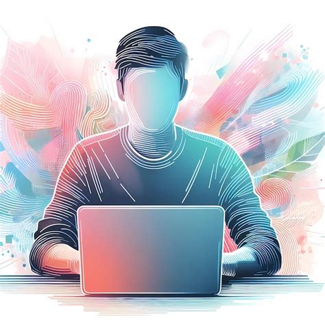 Premium Ai Image A Digital Illustration Of A Person Sitting At A Desk