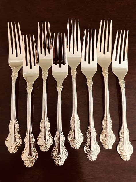 6 salad forks oneida glossy sand dune pattern stainless flatware (333915240044). Vintage Gold Plated Flatware set, Mint Gold Royal Fashion ...