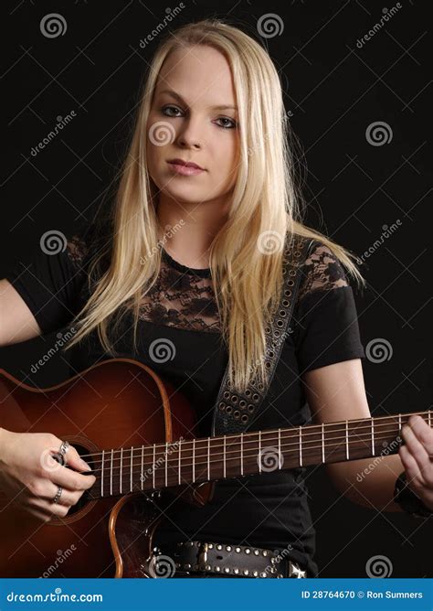 Attractive Female Playing Acoustic Guitar Stock Photo Image Of Pretty