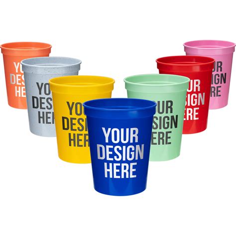Printed Reusable Plastic Stadium Cups 16 Oz Plastic Cups