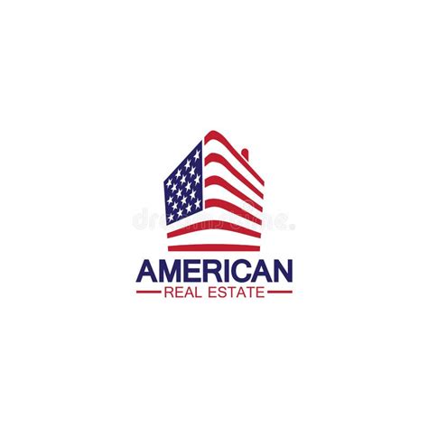 Home House American Flag Real Estate Logo Vector Illustration Stock