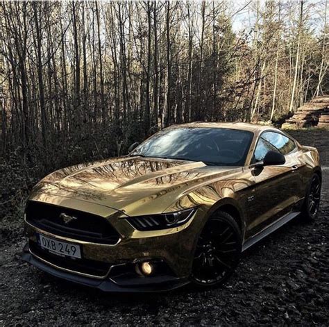 Gold Wrapped Mustang Gt Ford Mustang Gt Mustang Cars 2016 Mustang