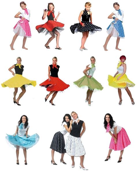 Ladies Womens Girls 1950s Rock N Roll Polka Dot Dance Skirt Fancy Dress
