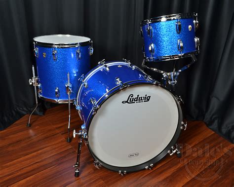 Ludwig Usa Classic Maple Blue Sparkle 3 Piece Drum Set 13