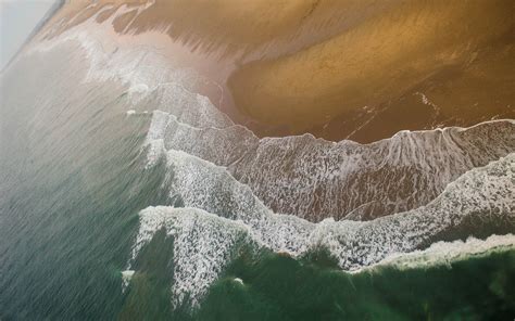Download 3840x2400 Wallpaper Beach Sea Waves Aerial View Nature 4k
