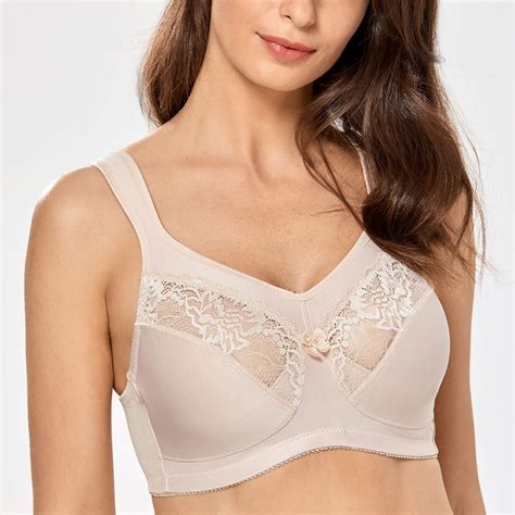 Delimira Womens Minimizer Bra Unlined Wirefree Full Figure Support