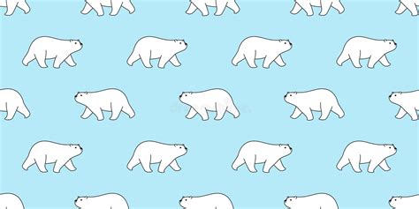 Bear Seamless Pattern Vector Polar Bear Scarf Isolated Cartoon Repeat