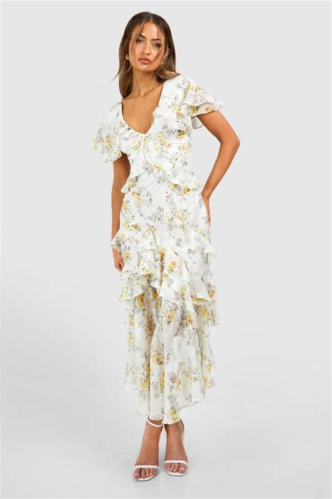 Floral Ruffle Maxi Dress Boohoo Uk