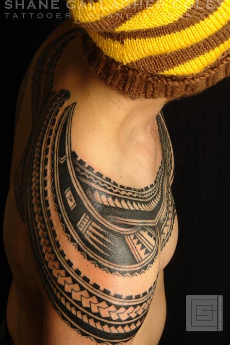 Shane Tattoos Polynesian Chest Shoulder Tattootatau