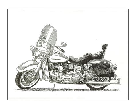 1976 Harley Davidson Fln Drawing By Jack Pumphrey Fine Art America