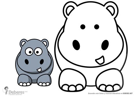 Dibujos Animados Para Colorear Hipopotamo - Impresion gratuita