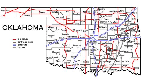 State Map Of Oklahoma With Highways Map