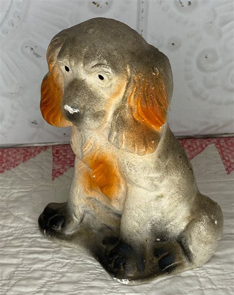 Rare Vintage Chalkware Cute Puppy Dog Figurine Bookend 65 Etsy