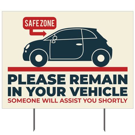 Please Remain In Your Vehicle Double Sided Yard Sign 23x17 In Plum
