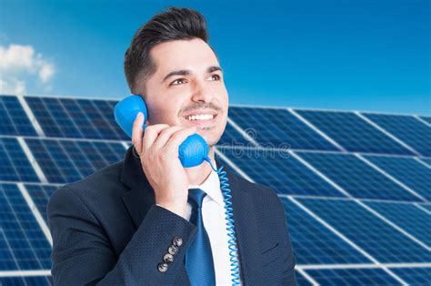 Portrait Of Joyful Business Man Talking On Telephone Stock Image