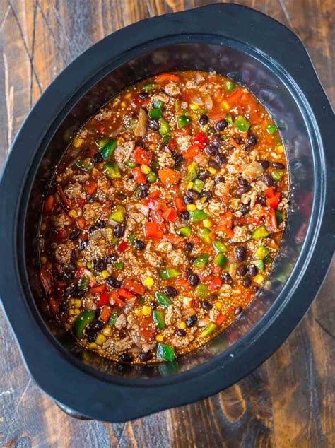 easy and delicious crock pot mexican casserole with quinoa black beans and ground tur… easy