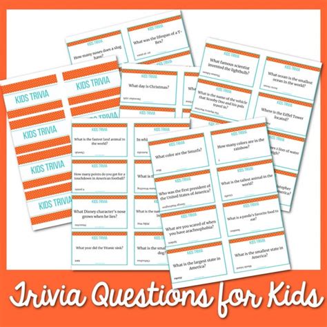 Trivia For Kids Cards Etsy