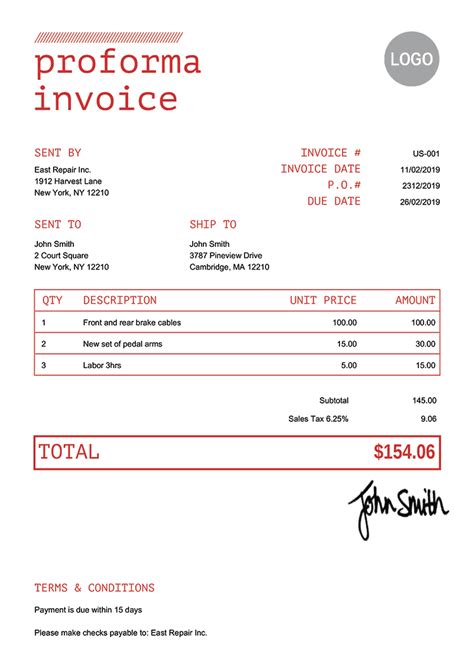 Pro Forma Invoice Template Invoice Template Invoice Template Images