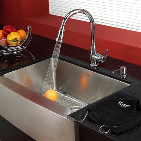 You probably use your kitchen faucet multiple times a day, but when's the last time you actually stopped to think about it? Kraus KHF20030KPF2230KSD30CH 30 Inch Farmhouse Single Bowl ...