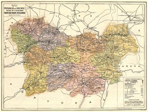 Spain Mapa De La Provincia De Orense 1913 Old Antique Vintage Plan Chart