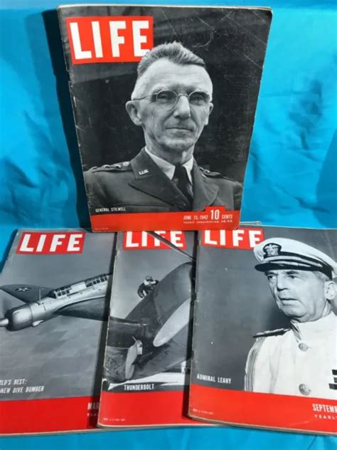 Lot Of 4 Vintage Life Magazines Wwii 1941 1942 Stilwell Thunderbolt