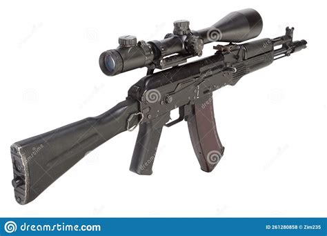 Modern Model Ak 105 Assault Rifle With Optic Scope Stock Photo