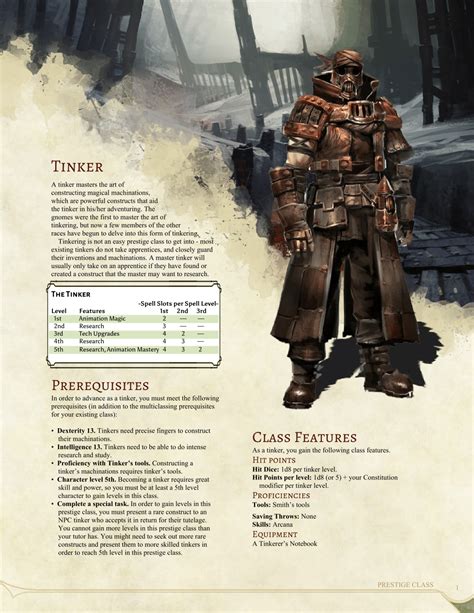 Please help work on the problem presented on the template. DnD 5e Homebrew — The Tinker Prestige Class by Jonoman3000