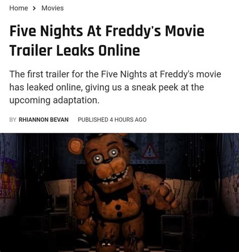 Home Movies Five Nights At Freddys Movie Trailer Leaks Online The