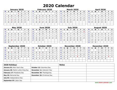 2020 Calendar with Bank Holidays Printable | Free Printable Calendar