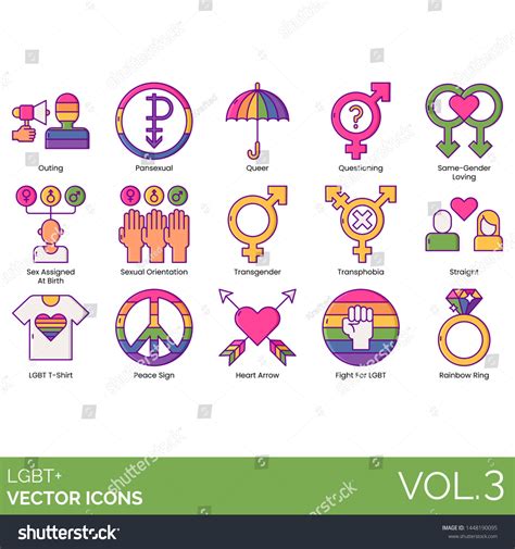 lgbt icons including outing pansexual queer เวกเตอร์สต็อก ปลอดค่าลิขสิทธิ์ 1448190095