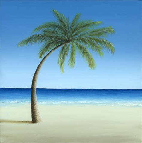 Small Original Realism Painting Oil On Canvas Palm Tree On The