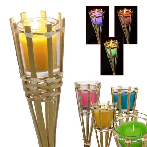 Details About Citronella Candle Colour Changing Torch Garden Bamboo