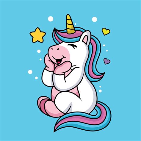 Expression Of A Cute Cartoon Unicorn Being Happy In Love 1935277 Vector