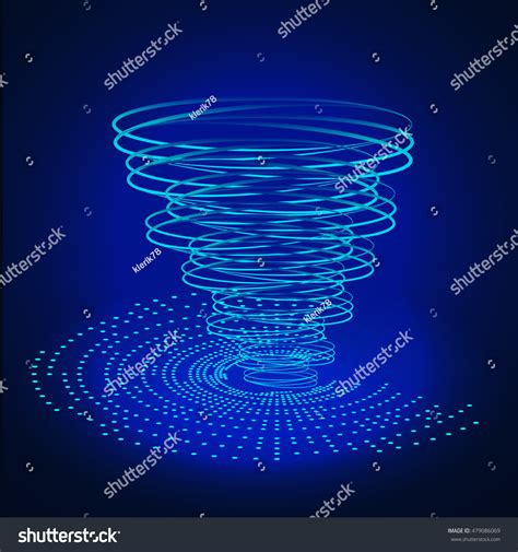 Blue Neon Abstract Background Circles Glowing Stock Vector Royalty