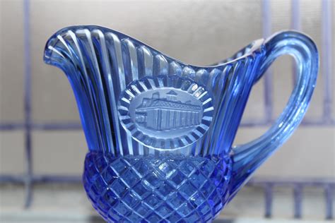 Blue Fostoria Glass For Avon Washington S Mt Vernon Creamer Pitcher