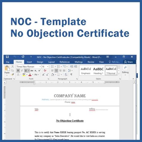 Noc Letter Format In Word Haq Online Shop